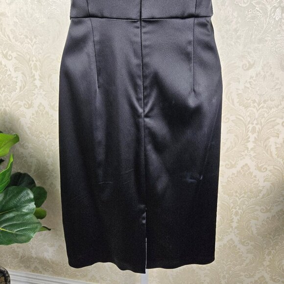 White House Black Market Size 2 Black Cocktail Dress Ruffle Sweetheart Neck - Picture 8 of 14